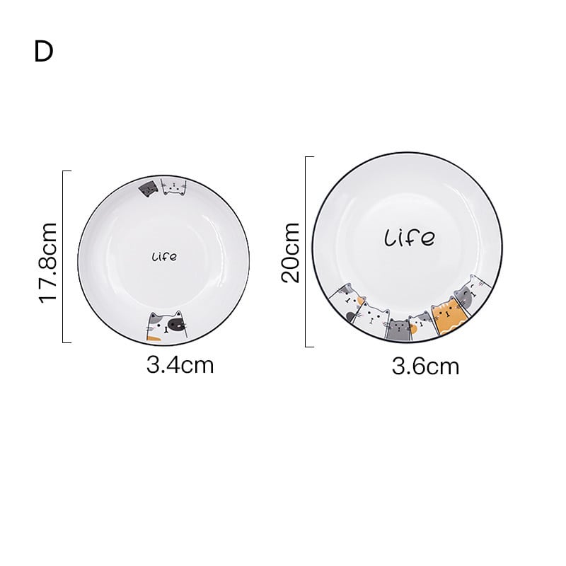 Cat Plate Vegetable Plate Deep Plate Household Ceramic
