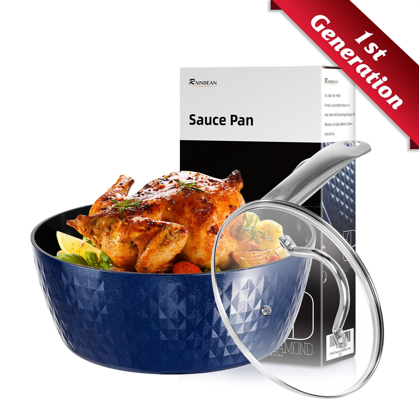 Induction Saucepan With Lid, 20cm 1.8L Milk Pan Non Stick Saucepan, Aluminum Ceramic Coating Cooking Pot - PFOA Free With Stainless Steel Handle, Suitable For All Hobs Types, Amazon Banned