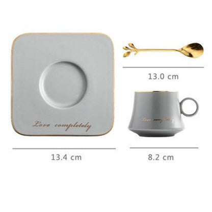 European Style Light Luxury Gold Afternoon Tea Milk Juice Breakfast Cup Saucer Spoon Gift
