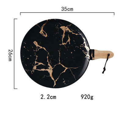 Light luxury style marble and gold irregular ceramic tray