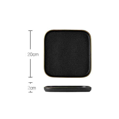Household Simple Black Frosted Ceramic Dish