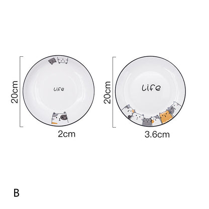 Cat Plate Vegetable Plate Deep Plate Household Ceramic