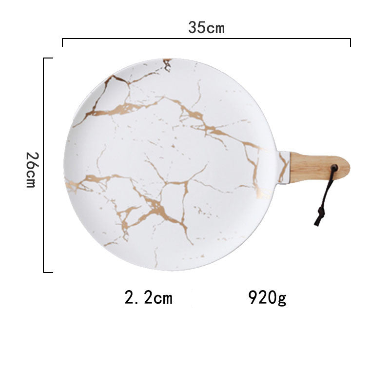 Light luxury style marble and gold irregular ceramic tray