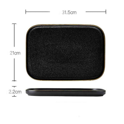 Household Simple Black Frosted Ceramic Dish