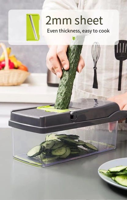 14/16pcs Multifunctional Vegetable Slicer Cutter Food Grade Shredder with Basket Fruit Potato Onion Mincer Chopper Carrot Grater