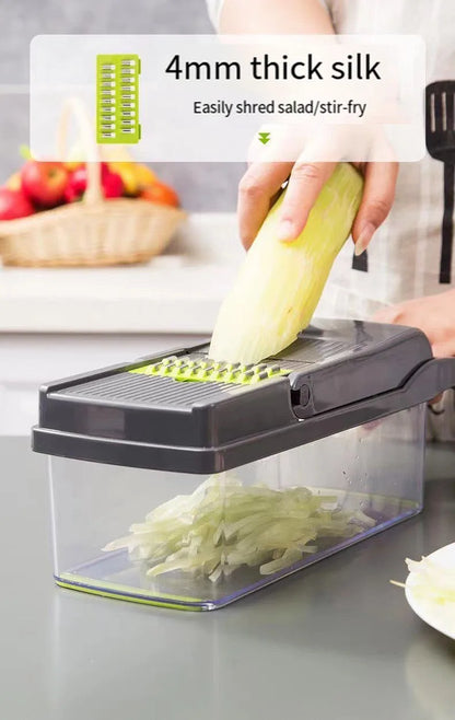 14/16pcs Multifunctional Vegetable Slicer Cutter Food Grade Shredder with Basket Fruit Potato Onion Mincer Chopper Carrot Grater