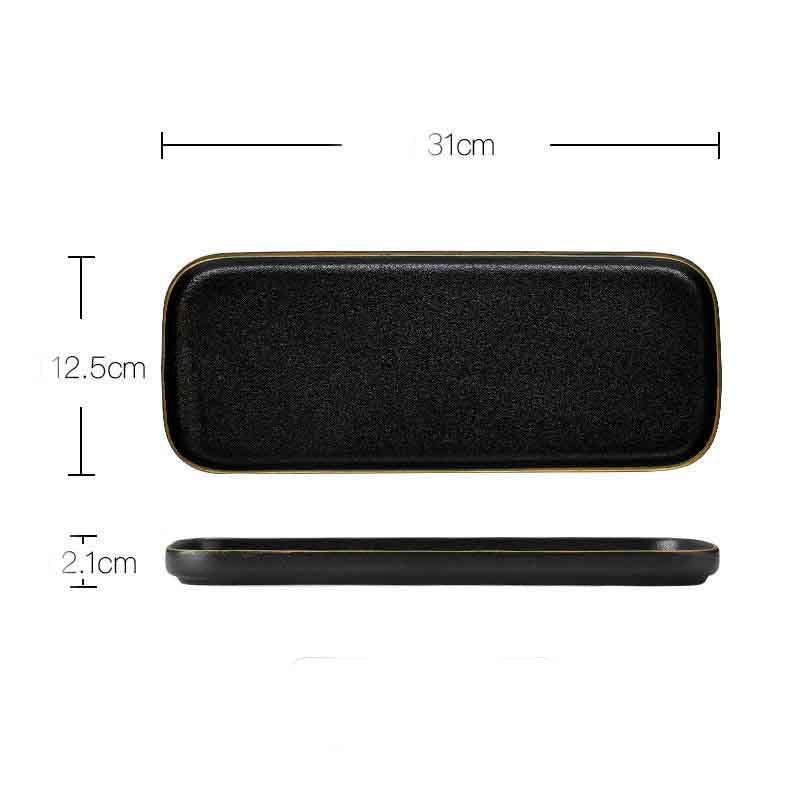 Household Simple Black Frosted Ceramic Dish