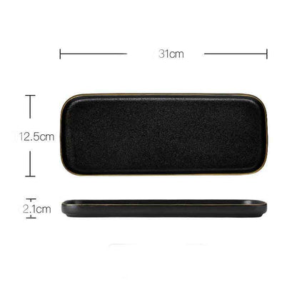 Household Simple Black Frosted Ceramic Dish